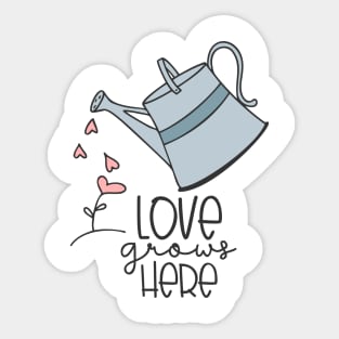 Love Grows Here Water Planter and Heart Flowers Sticker